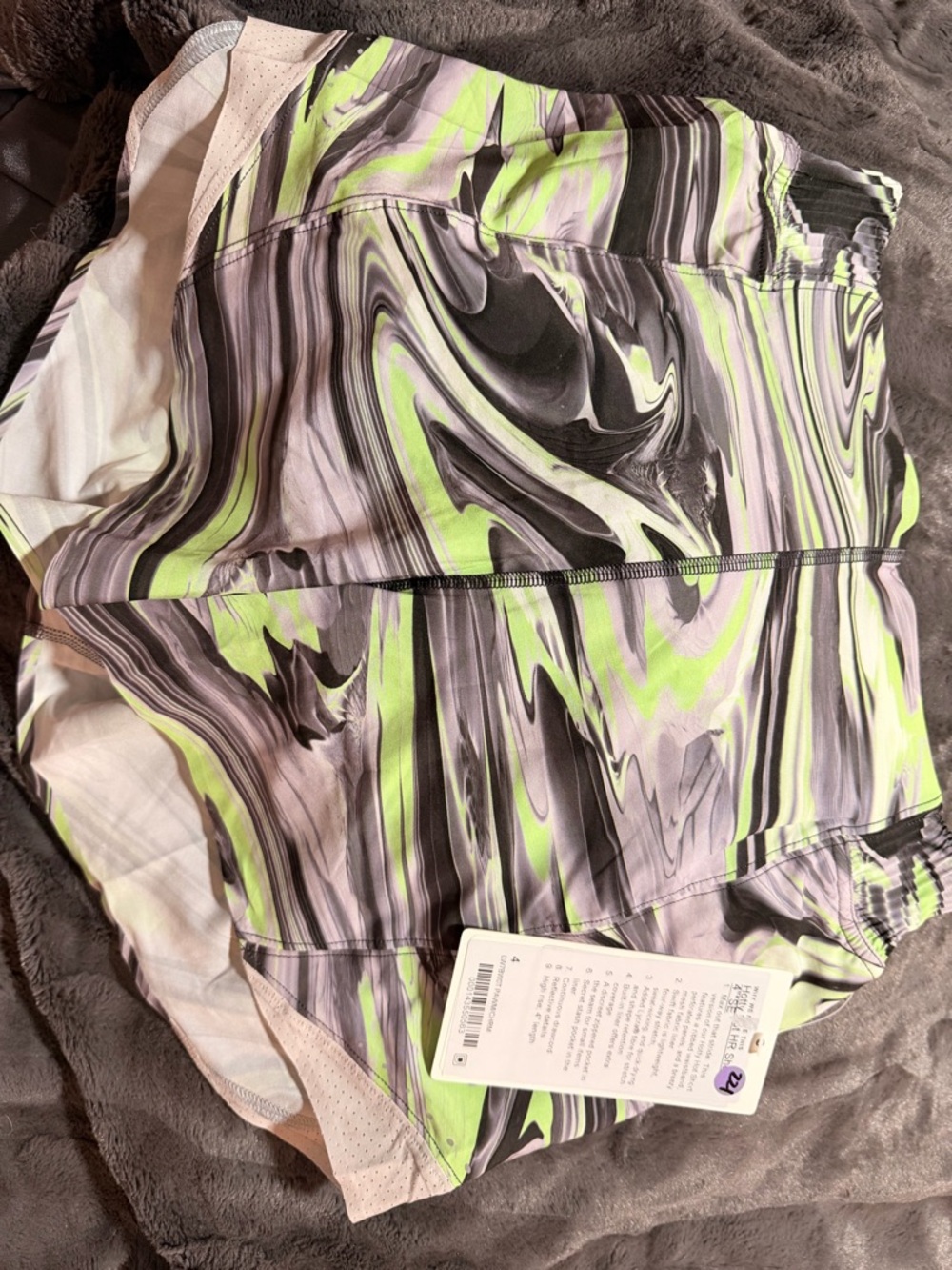 lululemon athletica Neon Lime Marble-Print Active Shorts